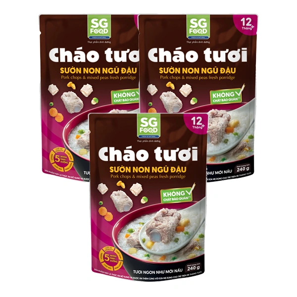 Combo 3 cháo tươi SG Food vị sườn non ngũ đậu
