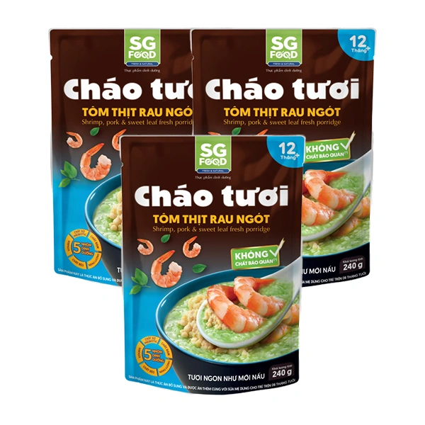 Combo 3 gói cháo tươi SG Food Baby vị tôm thịt rau ngót
