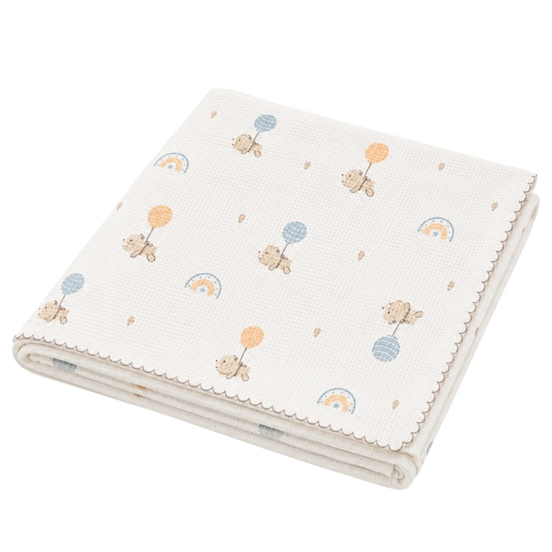 Combo bộ chăn gối waffle cotton Piumie  - Gấu 10