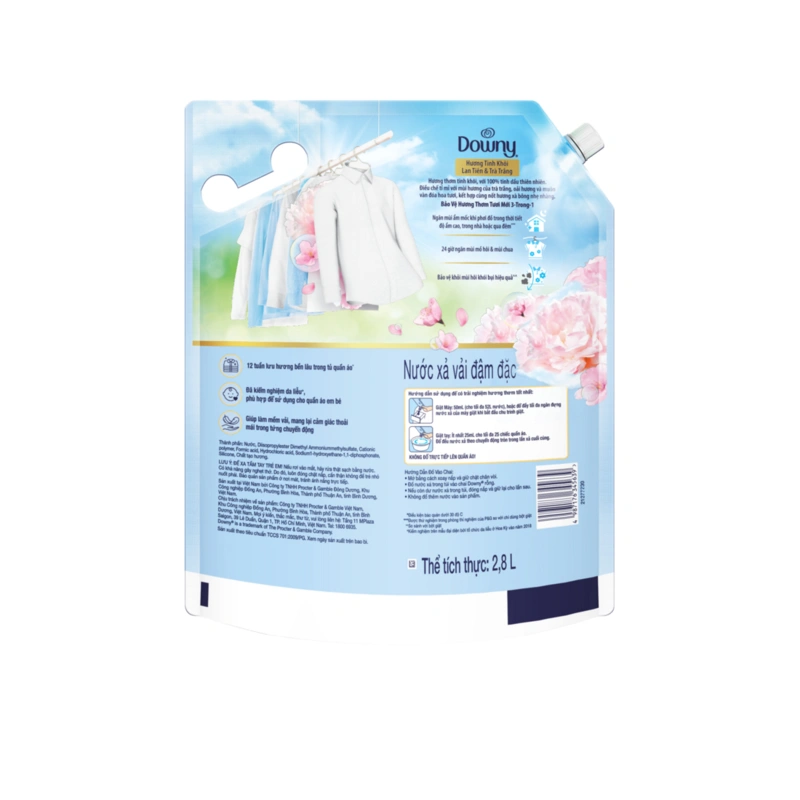Nước xả vải Downy tinh khôi lan tiên và trà trắng túi 2.8 lít 3