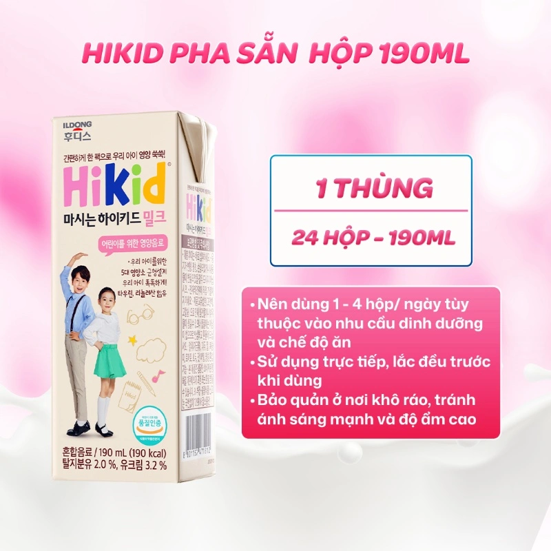 Sữa pha sẵn Hikid dạng hộp 190 ml (từ 1 tuổi) 8