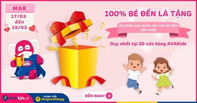 (17/03 - 19/03)Cuối tuần bất ngờ tại AVAKids: Bé đến cửa hàng 100% có quà. Số lượng có hạn, dẫn bé đến ngay!