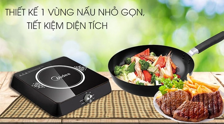 Bếp từ Midea MI-K1917EF Đen có công suất 1900 W giúp nấu chín thức ăn nhanh