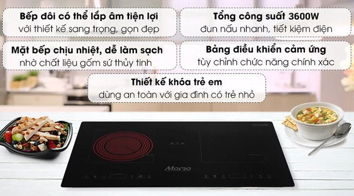 Bếp từ hồng ngoại lắp âm Sunhouse Mama MMB9100VN có thiết kế hiện đại