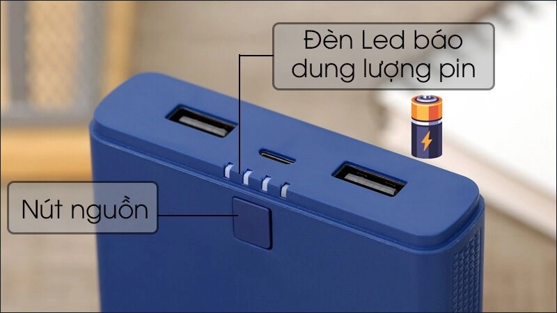 Đèn LED báo hiệu cho bạn biết mức độ pin của sạc dự phòng