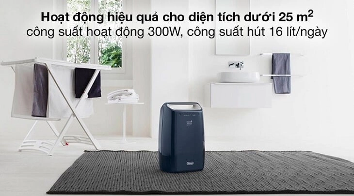 Máy hút ẩm Delonghi DEX216F cho khả năng hút ẩm 16 lít/ngày