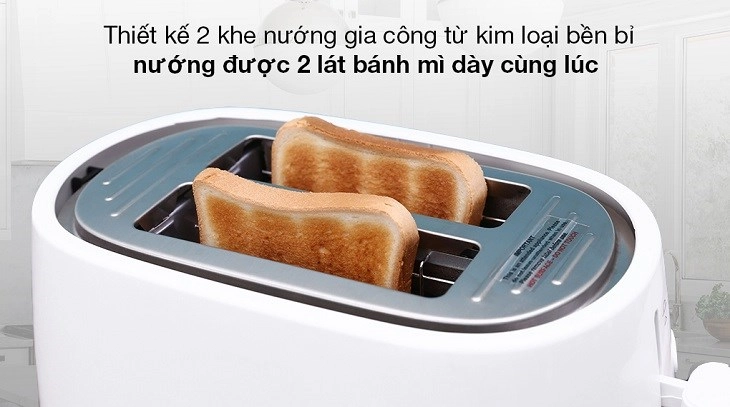 Máy nướng bánh mì Delonghi CTLA2103.W có cài đặt 2 chức năng chính là nướng bánh mì và rã đông