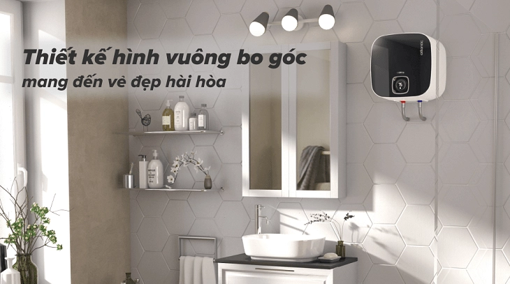 Máy nước nóng gián tiếp Atlantic 30 lít 2500W NANTO PLUS SWH 30A M-N2 sở hữu thiết kế hình vuông bo góc tinh tế