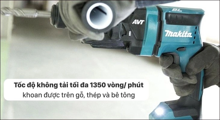 Máy khoan búa Makita sở hữu kiểu dáng hiện đại, tiện dụng khi cầm nắm và thao tác