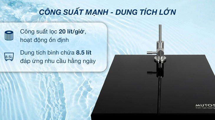 Máy lọc nước RO Mutosi MP-TS100 10 lõi sở hữu công suất mạnh cùng với dung tích lớn