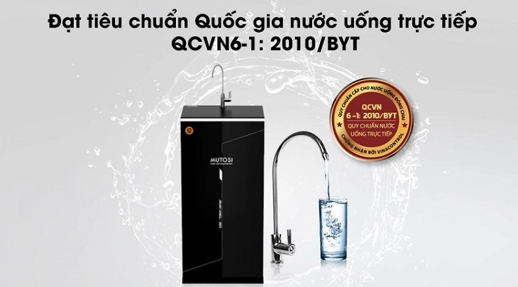 Nước sau khi lọc của máy lọc nước Mutosi đạt Chứng nhận nước sạch của Bộ Y tế