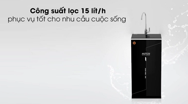 Máy lọc nước RO Mutosi MP-281M 8 lõi có công suất lọc 15 lít/h đáp ứng được nhu cầu sử dụng của gia đình