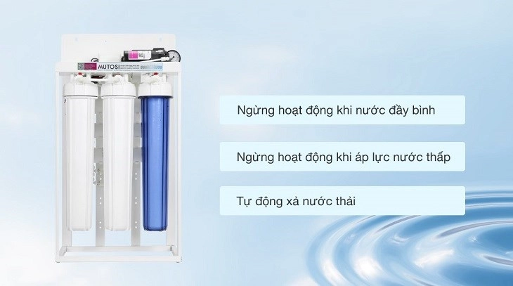 Máy lọc nước RO bán công nghiệp Mutosi MP-30 6 lõi  tích hợp tính năng ngưng ngăn không cho nước đầy