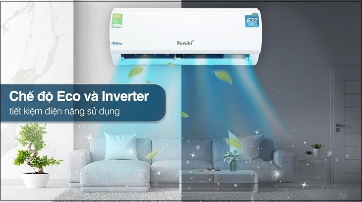 Máy lạnh Funiki Inverter 1 HP HIC09TMU.ST3 được trang bị chế độ Eco và Inverter giúp tiết kiệm điện năng hiệu quả