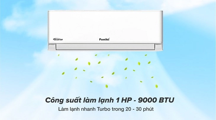 Máy lạnh Funiki Inverter 1 HP HSIC09TMU được trang bị chế độ Turbo giúp làm lạnh nhanh chóng