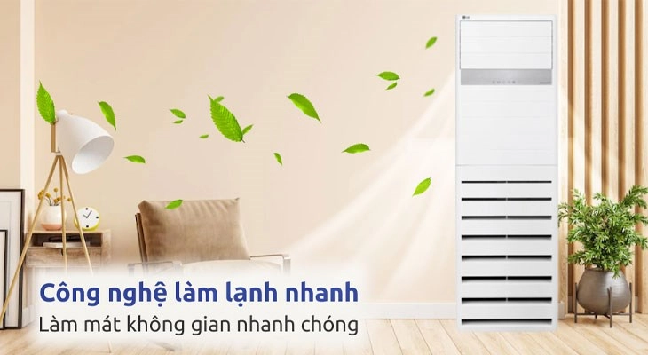 Máy lạnh tủ đứng LG Inverter 5 HP ZPNQ48LT3A0 (3 Pha) giúp không gian phòng được làm mát nhanh chóng trong thời gian ngắn Máy lạnh LG có khả năng làm mát nhanh chóng, xua tan cơn nóng ngay lập tức
