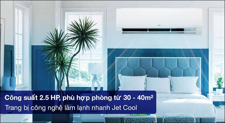 Máy lạnh LG công suất 2.5 HP phù hợp với không gian từ 30 - 40m2