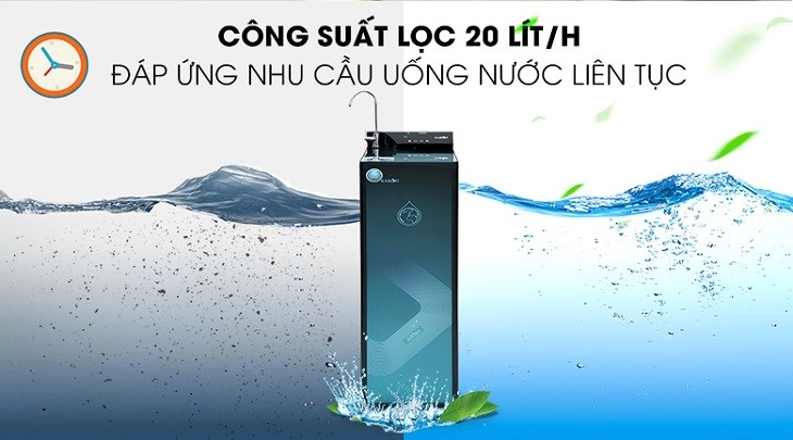 Máy lọc nước RO Karofi KAQ-P95 10 lõi sở hữu công suất lọc lên tới 20 lít/giờ