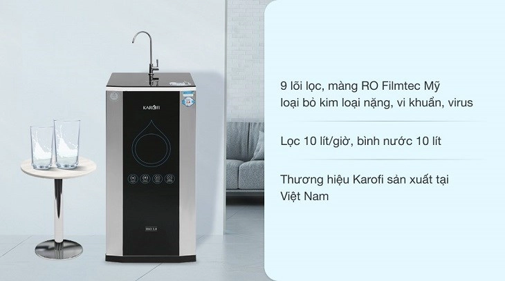 Máy lọc nước RO Karofi K9IQ 2.0 9 lõi với mức giá chỉ 6.170.000 VNĐ (cập nhật ngày 16/02/2023, có thể thay đổi theo thời gian)
