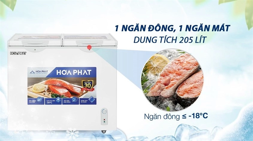 Tủ đông Hòa Phát 205 Lít HPF BD6205 có 1 ngăn đông và 1 ngăn mát, thuận tiện trong quá trình bảo quản thực phẩm Tủ đông Hòa Phát 205 Lít HPF BD6205 có 1 ngăn đông và 1 ngăn mát, thuận tiện trong quá trình bảo quản thực phẩm