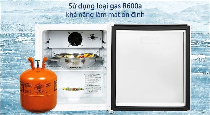 Tủ mini Alaska sử dụng gas R600a, mang lại khả năng làm lạnh nhanh chóng và hiệu quả