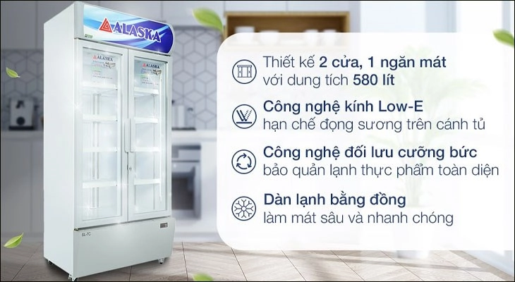 Tủ mát Alaska 580 lít SL 7C giúp phân loại thực phẩm và dễ dàng lấy ra khi cần Tủ 2 cửa Alaska giúp phân loại thực phẩm và dễ dàng lấy ra khi cần
