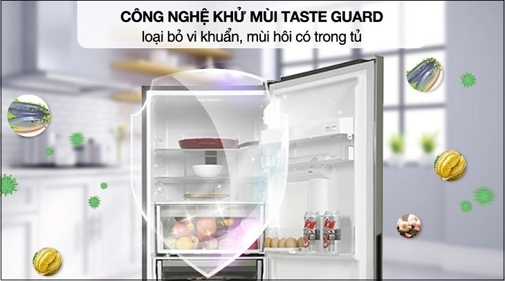 Tủ lạnh Electrolux Inverter 308 lít EBB3442K-A được trang bị công nghệ khử mùi Taste Guard, giúp loại bỏ mùi hôi và vi khuẩn hiệu quả