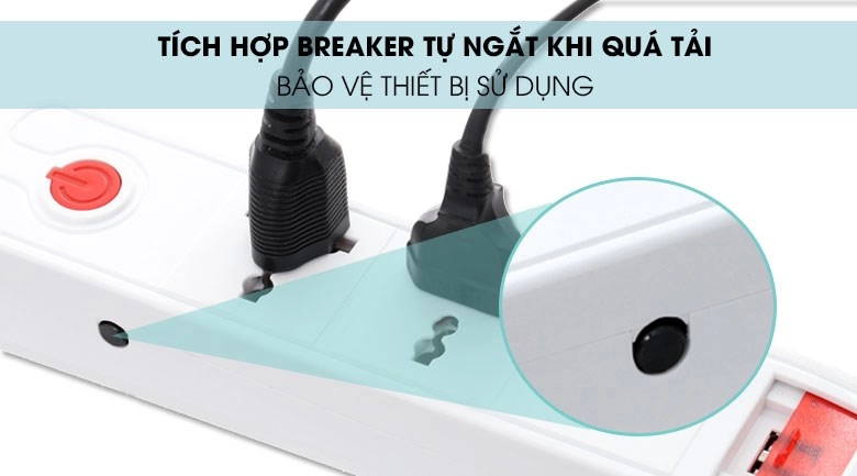 Tính năng Breaker được hãng trang bị sẽ giúp tự động ngắt điện khi bị quá tải Tính năng Breaker được hãng trang bị sẽ giúp tự động ngắt điện khi bị quá tải