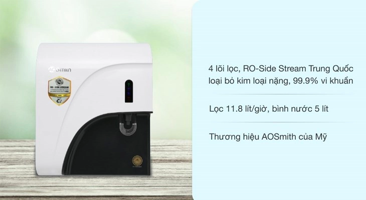 Máy lọc nước RO AOSmith C2 4 lõi sử dụng công nghệ RO Side Stream độc quyền từ Mỹ giúp mang lại nguồn nước tinh khiết