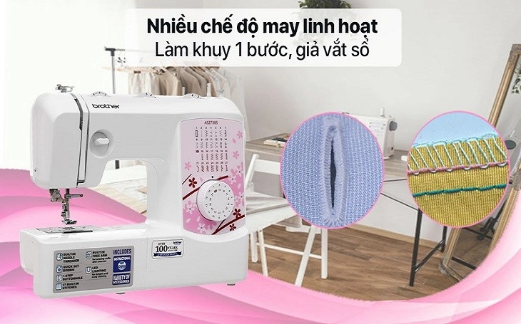 Máy may cơ gia đình Brother AS2730S sở hữu nhiều chế độ may linh hoạt và tiện lợi 
