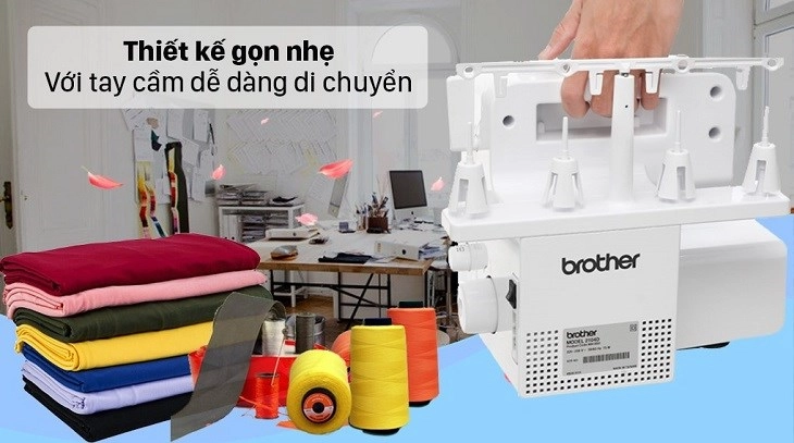 Máy vắt sổ gia đình Brother 2104D sở hữu thiết kế nhỏ gọn, dễ dàng di chuyển