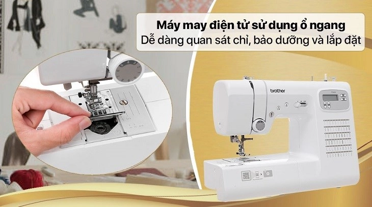 Máy may điện tử gia đình Brother FS60X sử dụng ổ ngang nên dễ dàng bảo dưỡng và vệ sinh