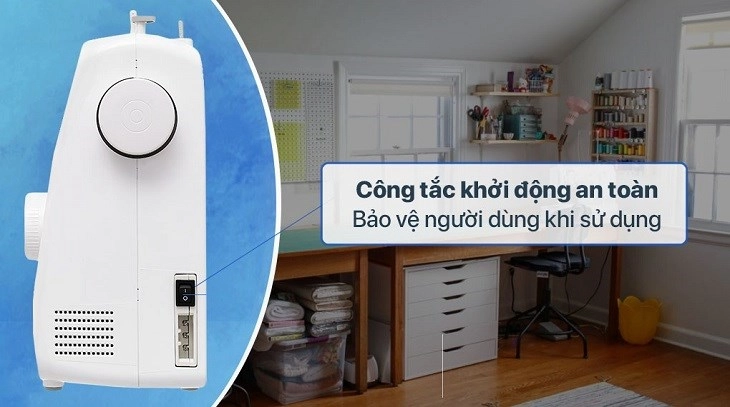Máy may cơ gia đình Brother GS2700 được trang bị công tắc khởi động an toàn, bảo vệ người dùng khi sử dụng