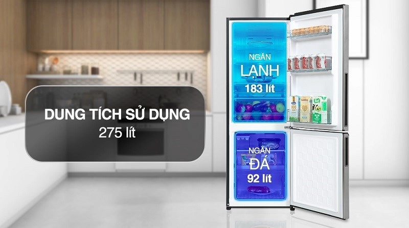Tủ lạnh Hitachi Inverter 275 lít R-B330PGV8 BSL có dung tích sử dụng lên tới 275 lít