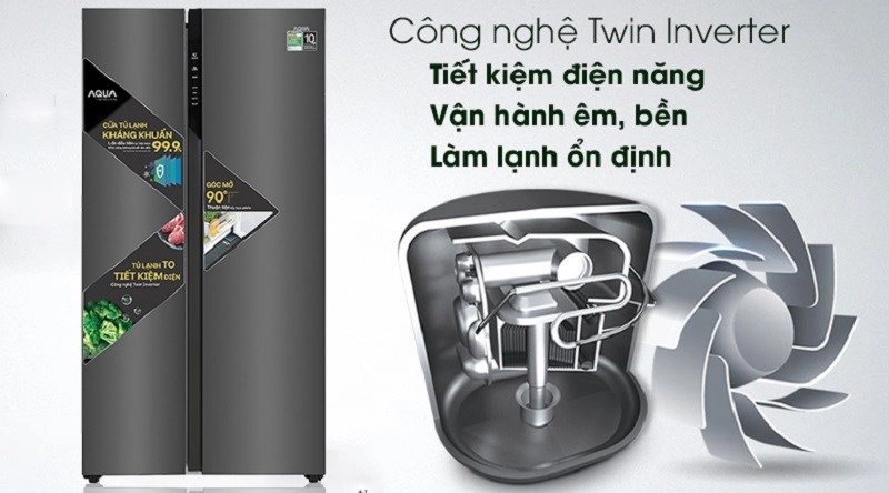 Tủ lạnh Aqua Inverter 541 lít AQR-S541XA(BL) sở hữu công nghệ Twin Inverter tiết kiệm điện Tủ lạnh Aqua Inverter 541 lít AQR-S541XA(BL) sở hữu công nghệ Twin Inverter tiết kiệm điện