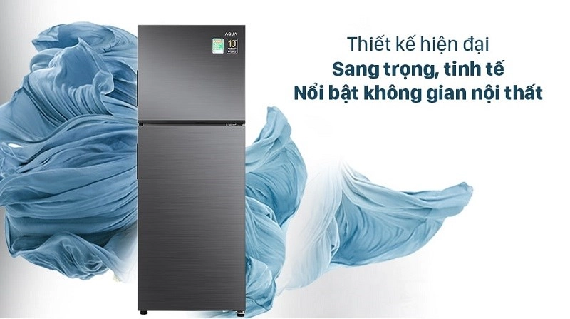 Tủ lạnh Aqua Inverter 212 lít AQR-T239FA(HB) sở hữu thiết kế hiện đại với mặt cửa được làm bằng thép Tủ lạnh Aqua Inverter 212 lít AQR-T239FA(HB) sở hữu thiết kế hiện đại với mặt cửa được làm bằng thép