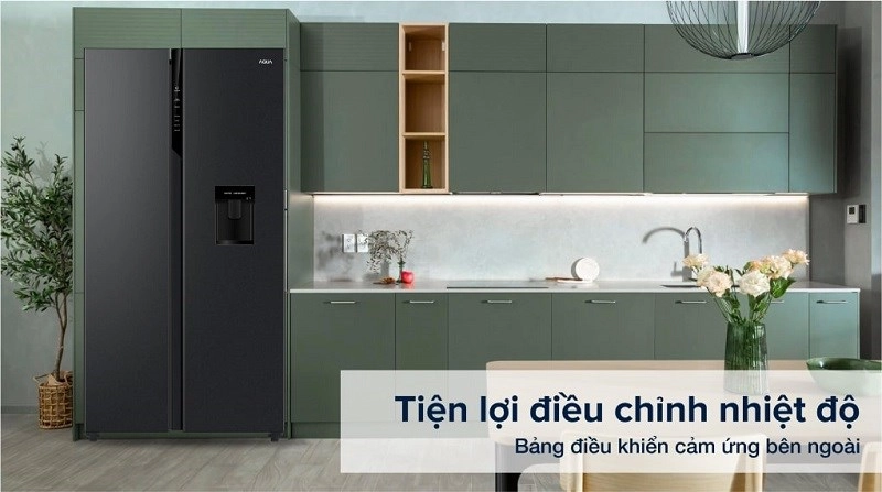 Tủ lạnh Aqua Inverter 524 lít AQR-SW541XA(BL) thuộc kiểu tủ lạnh Side by side hiện đại, kết hợp cùng sắc đen tinh tế Tủ lạnh Aqua Inverter 524 lít AQR-SW541XA(BL) thuộc kiểu tủ lạnh Side by side hiện đại, kết hợp cùng sắc đen tinh tế