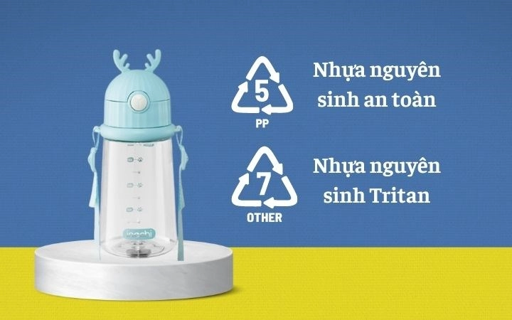 Bình đựng nước Inochi được sản xuất từ chất liệu nhựa nguyên sinh tritan an toàn