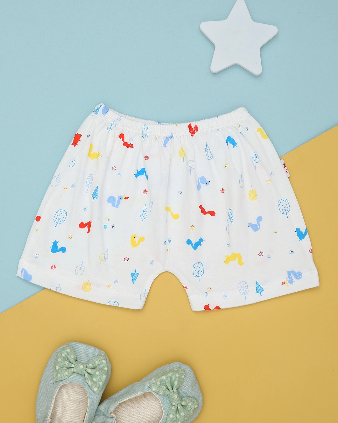 Quần đùi sơ sinh hình sóc vàng - xanh dương IQ Baby-1