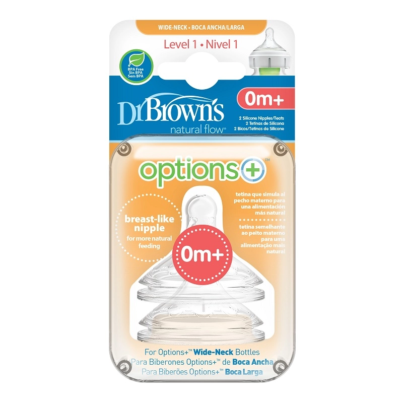 Bộ 2 núm ti Dr.Brown's cổ rộng size 1 (0 - 3 tháng)-1