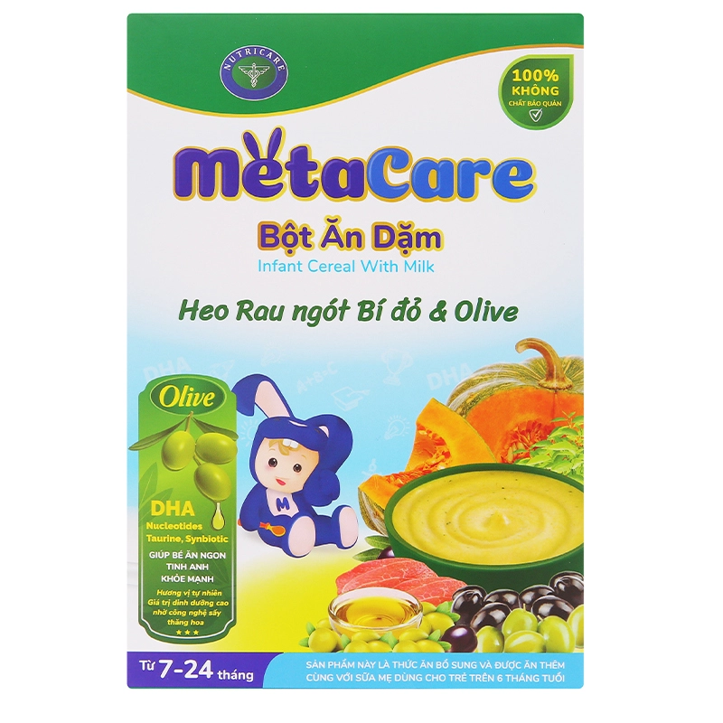Bột ăn dặm MetaCare heo, rau ngót, bí đỏ và olive hộp 200g (7 - 24 tháng)-1