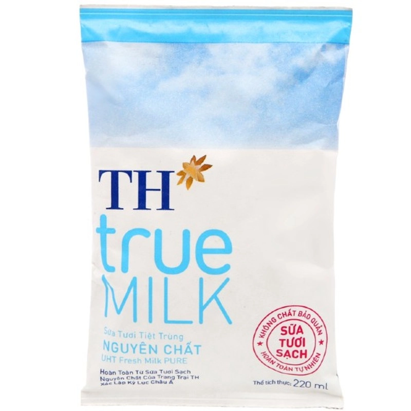 Sữa tươi tiệt trùng nguyên chất không đường TH true MILK bịch 220ml - 1