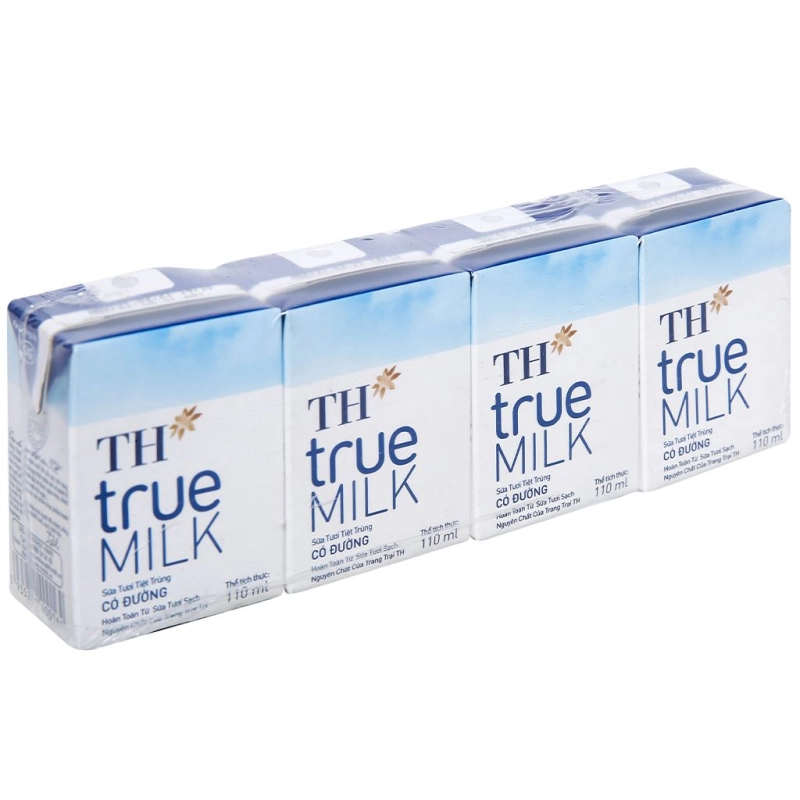 Lốc 4 hộp sữa tươi TH true MILK có đường 110 ml-2
