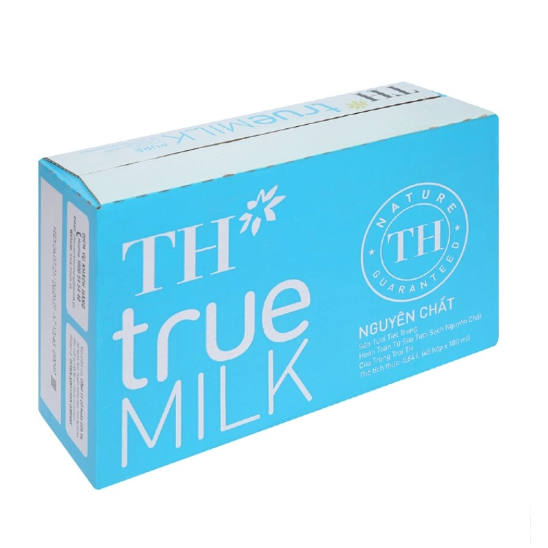 Thùng 48 hộp sữa tươi tiệt trùng nguyên chất không đường TH true MILK 180ml - 1