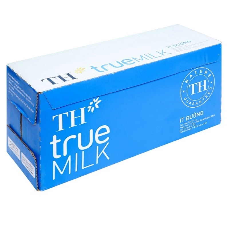 Thùng 12 hộp sữa tươi tiệt trùng ít đường TH true MILK hộp 1 lít - 1