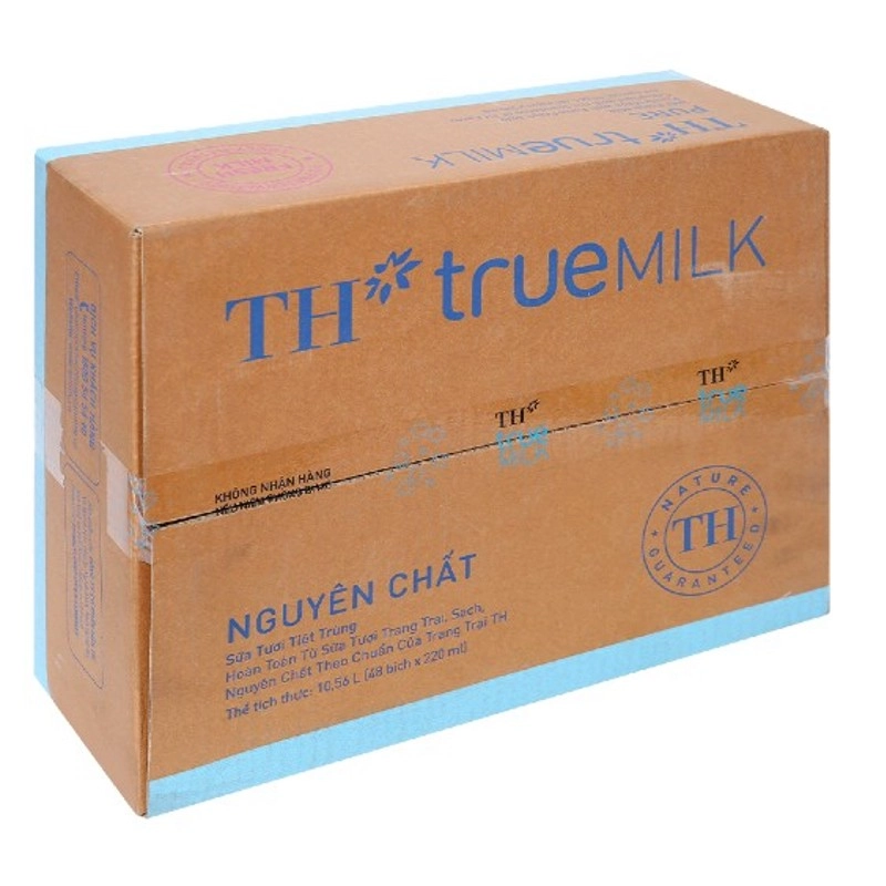 Thùng 48 bịch sữa tươi tiệt trùng nguyên chất không đường TH true MILK 220ml - 1