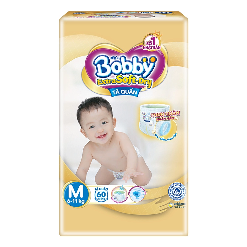 Tã quần Bobby Extra Soft-Dry size M 60 miếng (6 - 11 kg)-1