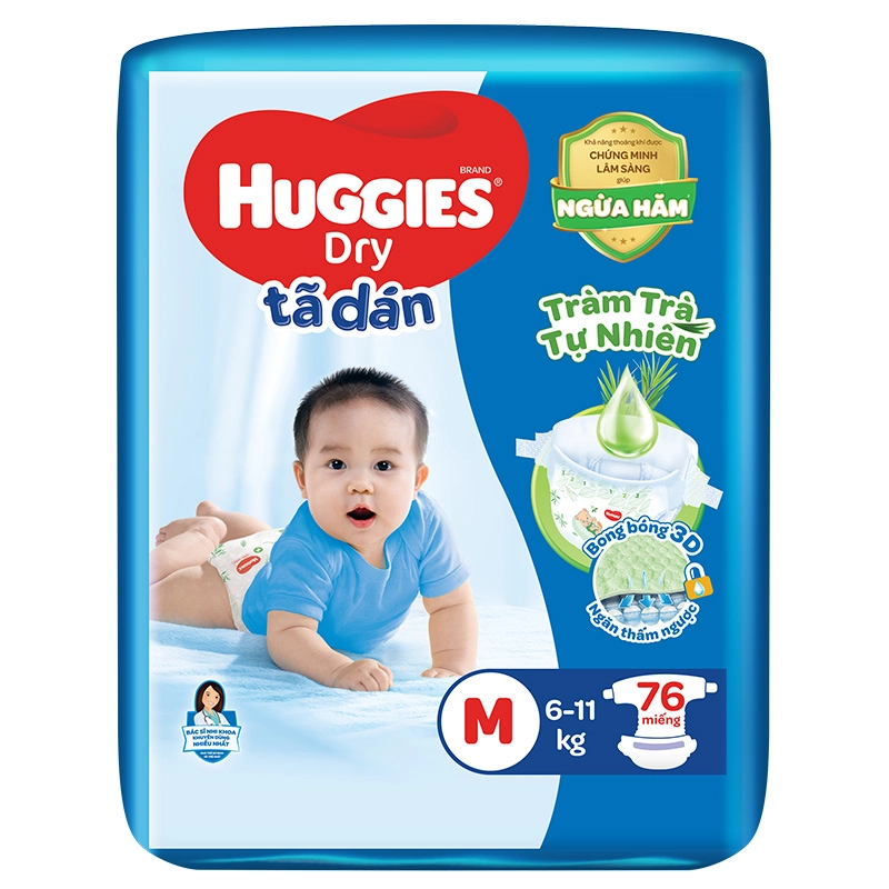 Tã dán Huggies Dry size M 76 miếng (6 - 11 kg)-1