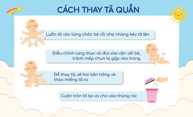 Tã quần Huggies Skincare size M 48 miếng (6 - 11 kg) - Hướng dẫn sử dụng