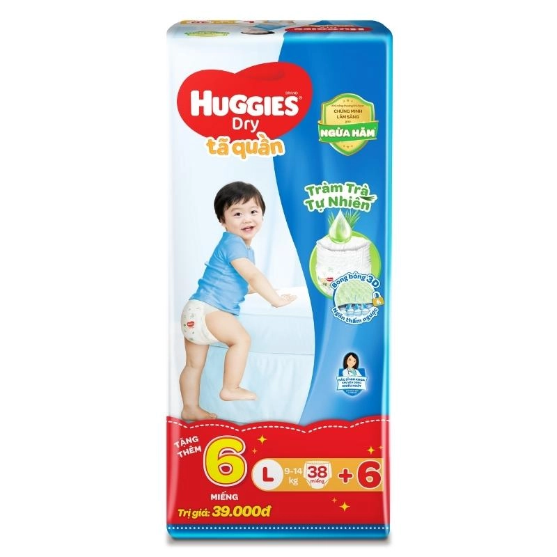 Tã quần Huggies Dry size L 44 miếng (9 - 14 kg)-1